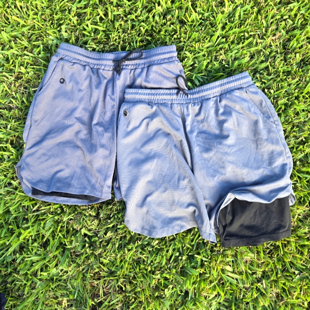 Men’s Athletic Shorts Bundle – Size XL – Gray Performance Activewear (2 Pair)